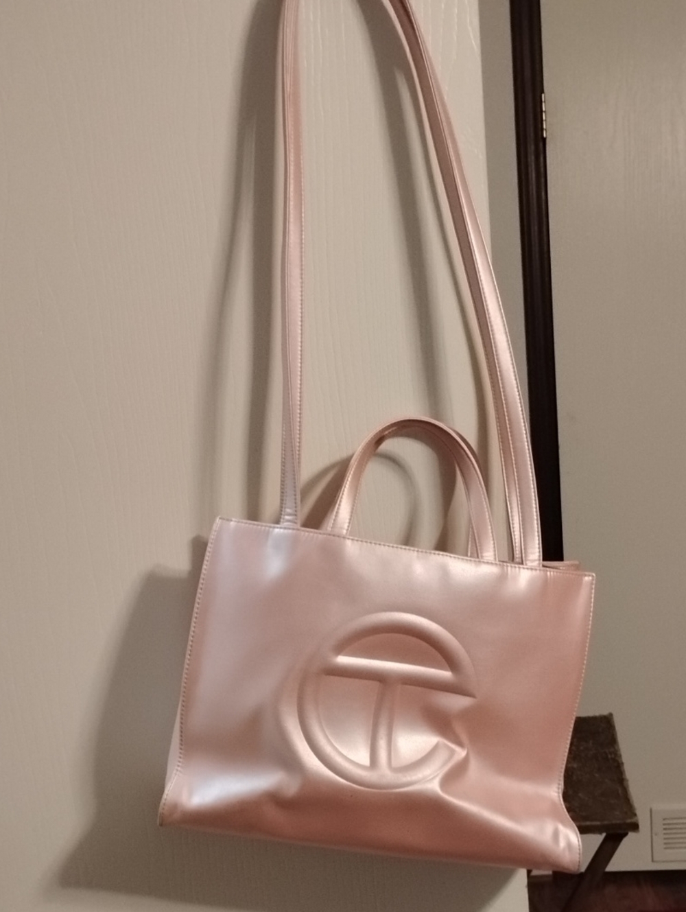 T-Shaped Logo Pink Tote Bag